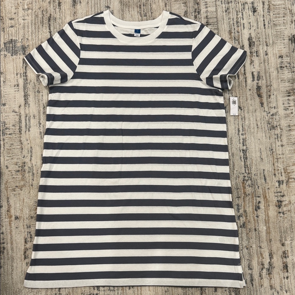 Old Navy Black and White Striped Midi Dress